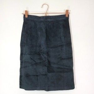 Vintage BB Dakota 100% leather suede black button pencil skirt 7/8